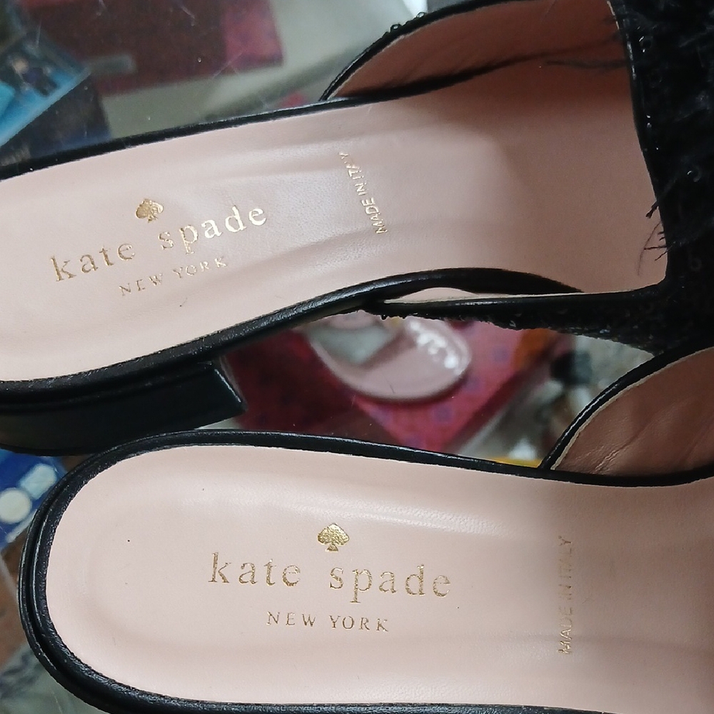 Kate Spade Black Glamorous Fur Mules - Picture 2 of 4